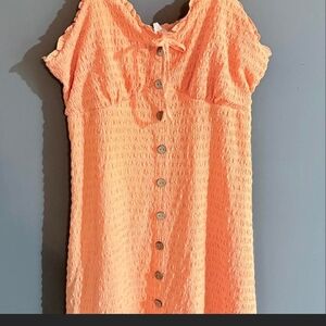 Orange Button-Down Mini Dress